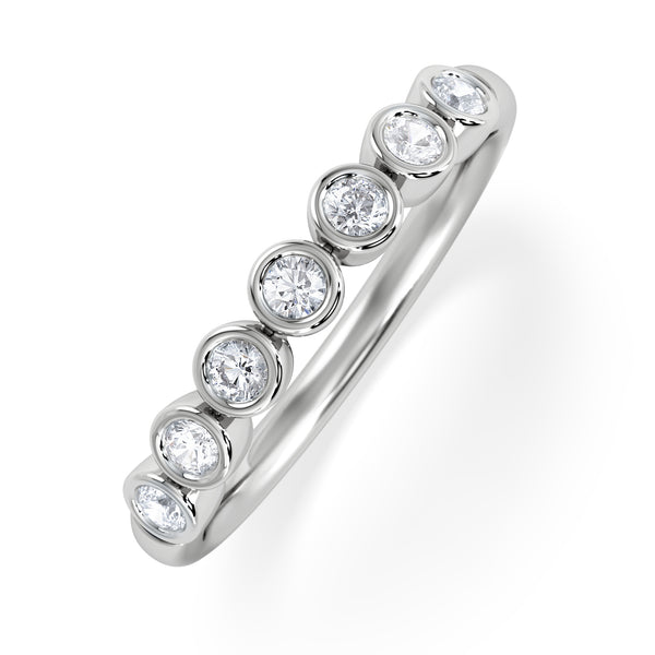 Orbit Half Band 0.30ct F/VS Round Cut Rubover Eternity Ring in Sterling Silver